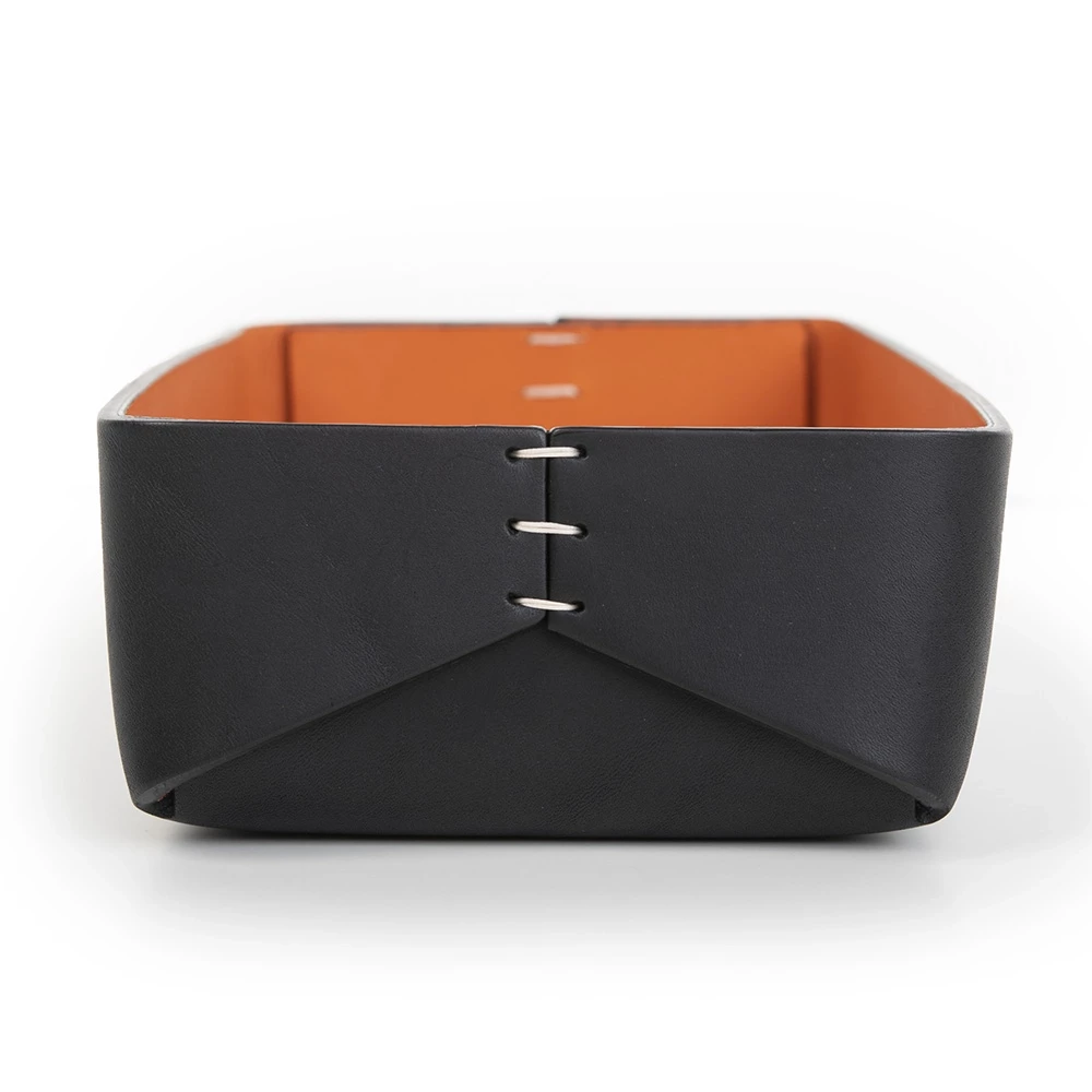 Stiftablage Stitch Breit Leder Schwarz-Orange