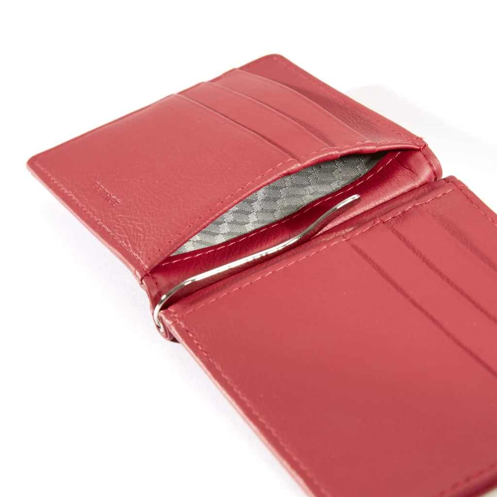 Kartenetui mit Geldclip 6 Karten Leder Rot