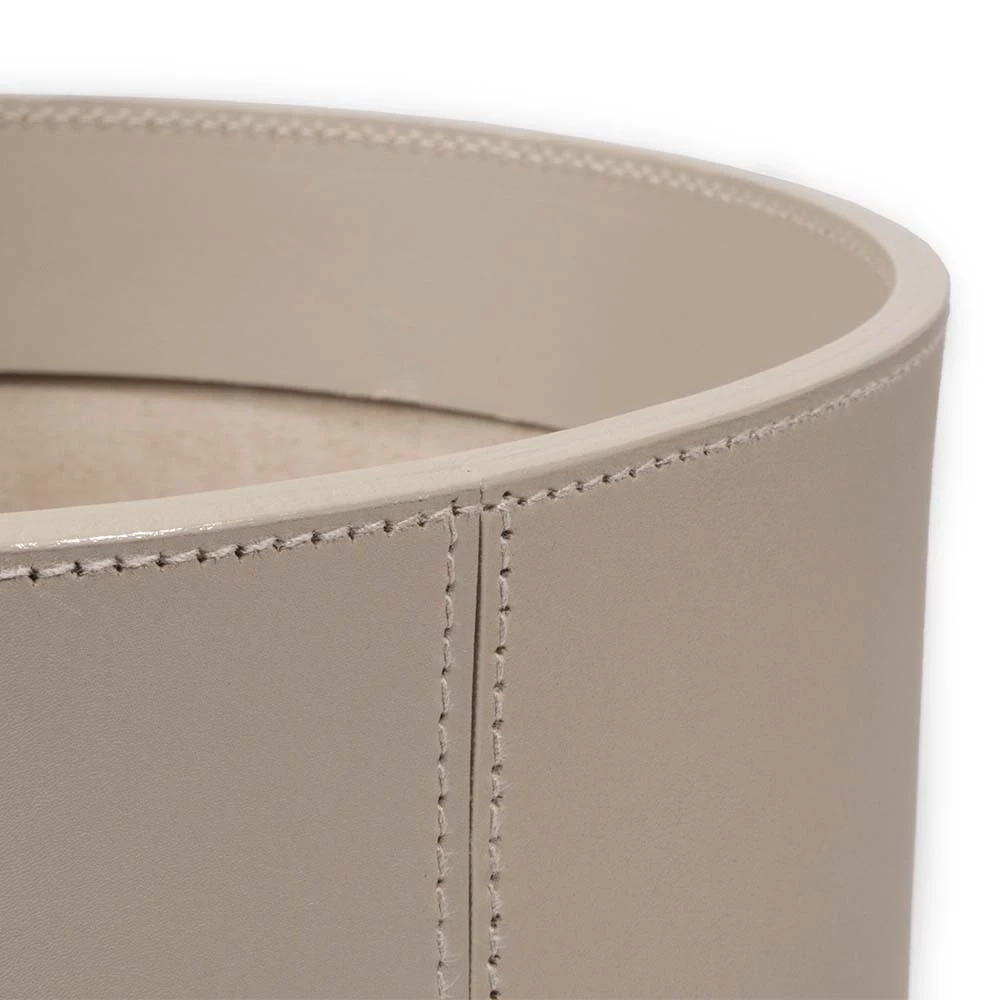 Papierkorb Rund Leder Taupe