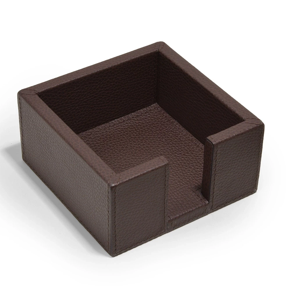 Notizzettelbox quadratisch in Hirsch-Optik Leder Mocca
