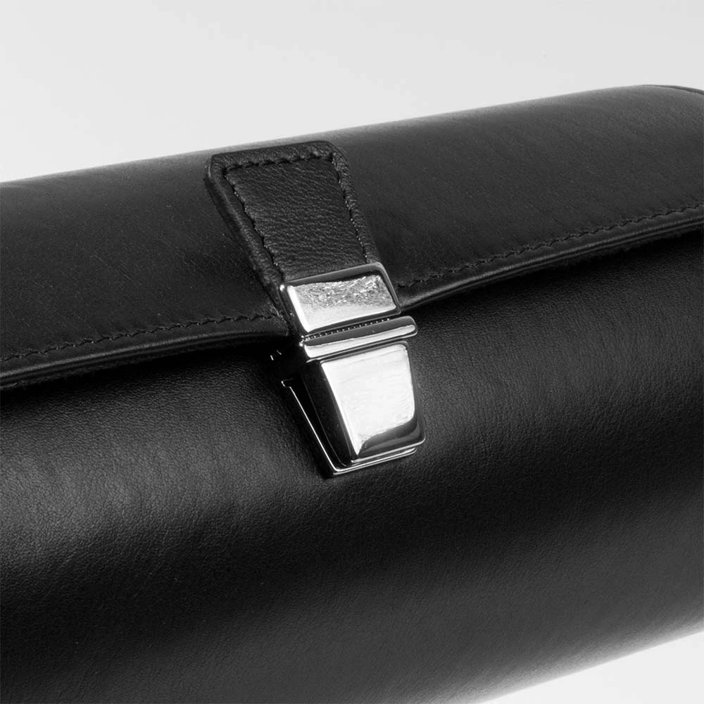 Uhrenrolle für 2 Uhren Nappa Leder Schwarz