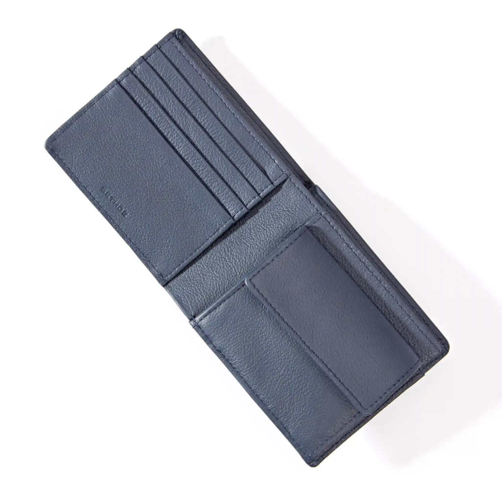 Portemonnaie Breit mit Münzfach Leder Blau