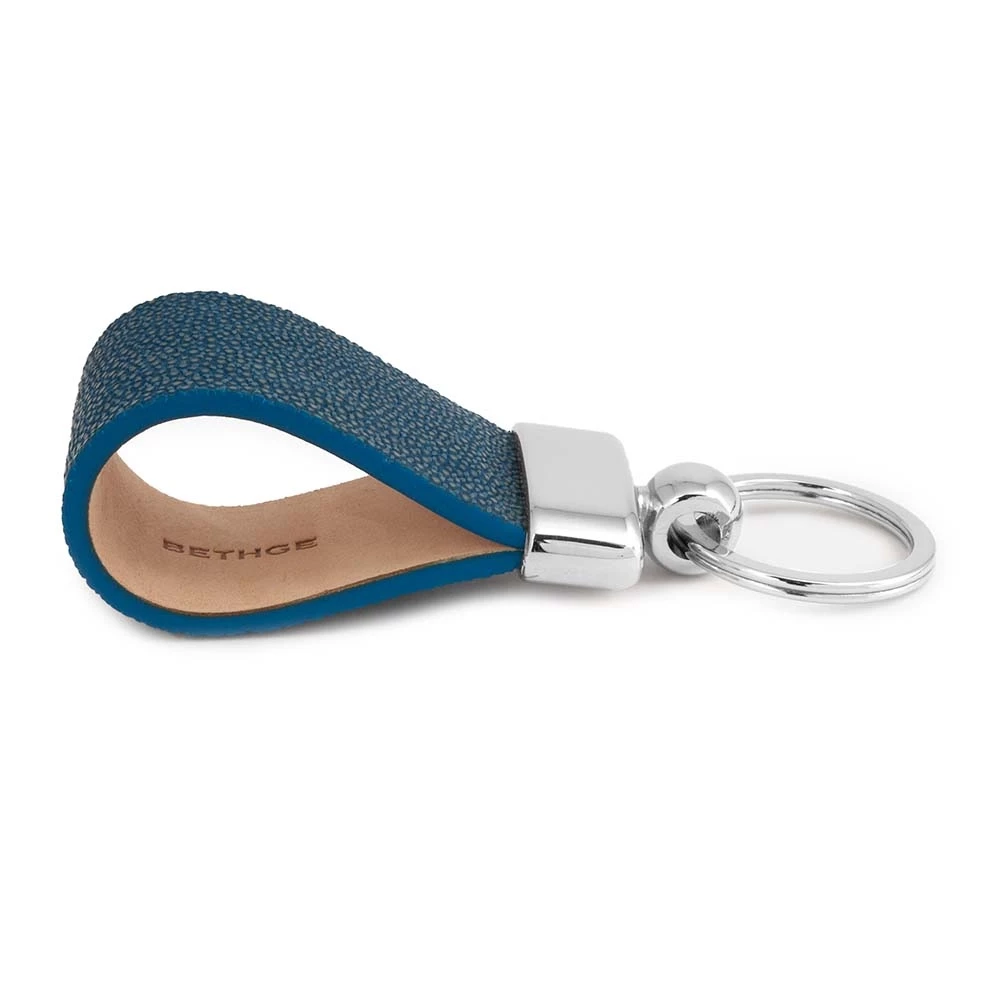 Schlüsselanhänger Rochen Leder Blau