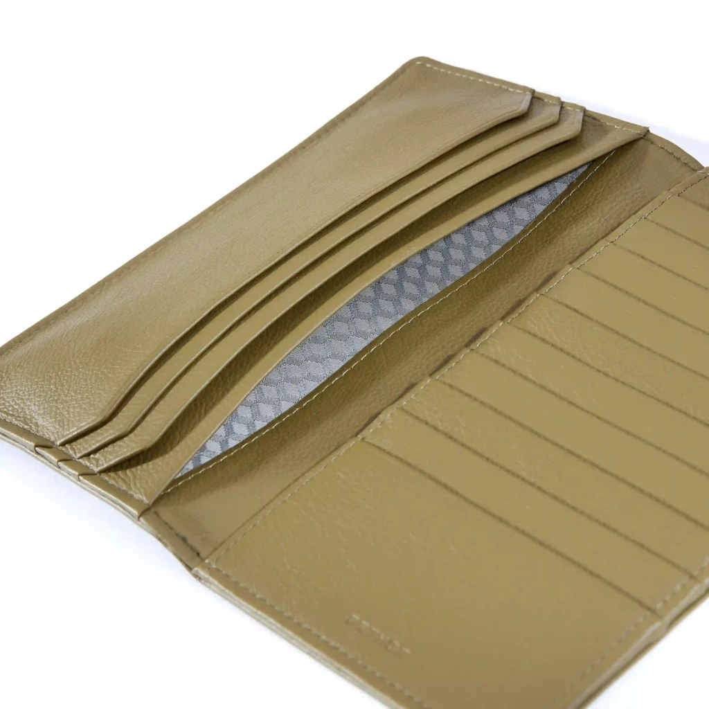 Brieftasche 10 Karten Leder Olivgrün