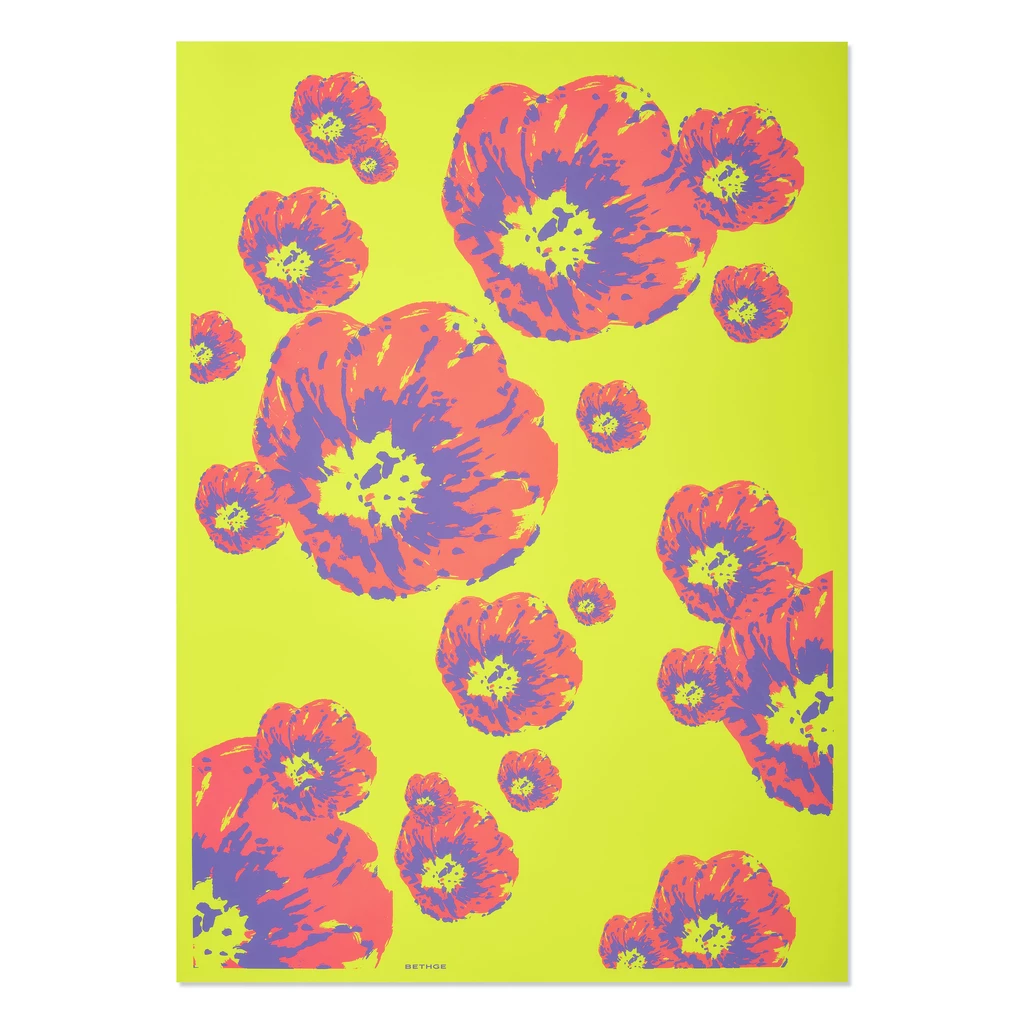 Geschenkpapier Klatschmohn 3er-Set Pink/Violett/Gelb