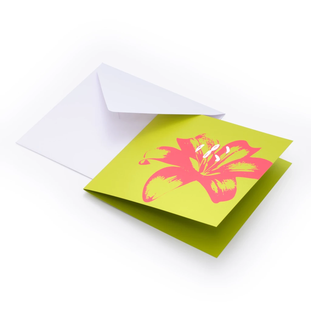 Grußkarte Lilie auf Grün