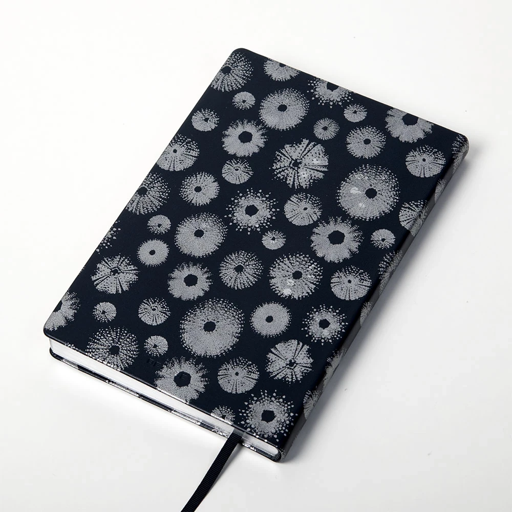 Notizbuch A5 Blanko Seeigel Leder Dunkelblau