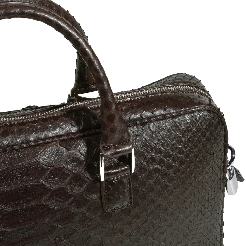 Aktentasche Python Leder Dunkelbraun