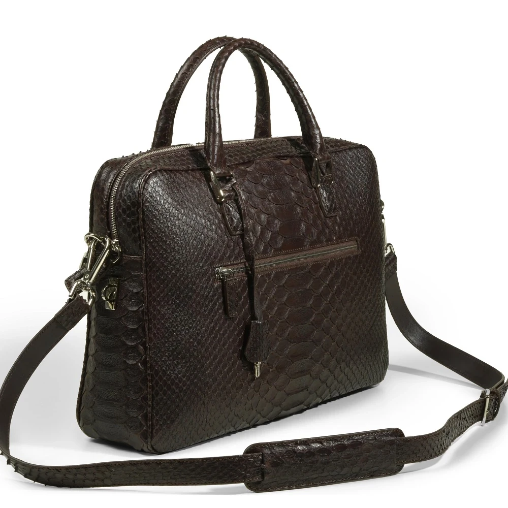 Aktentasche Python Leder Dunkelbraun