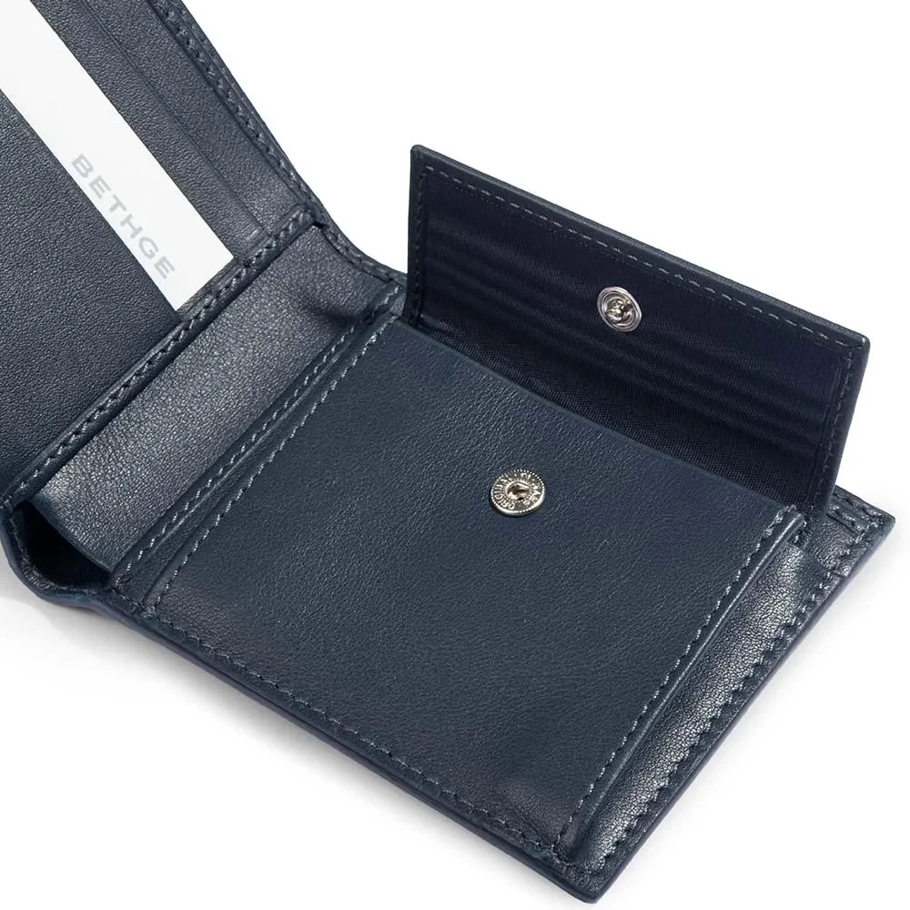 Portemonnaie mit Münzfach Leder Dunkelblau