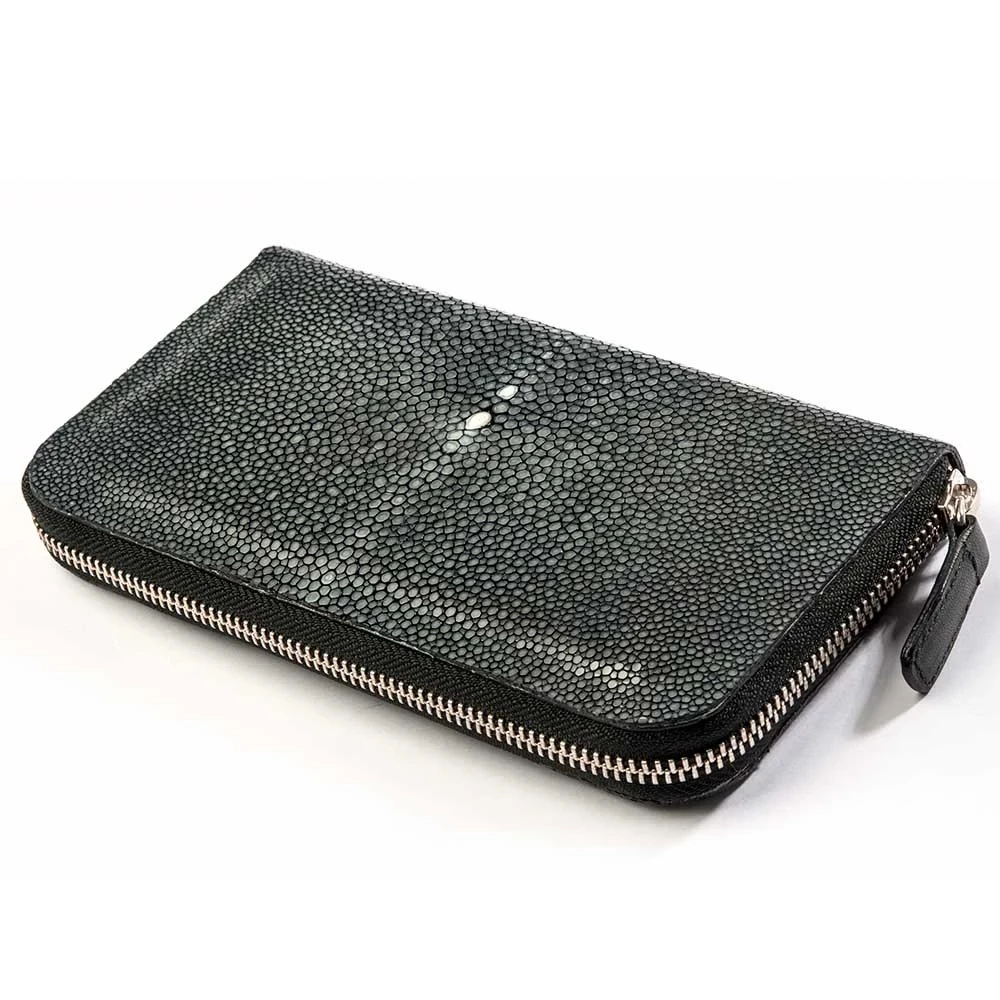 Leder Portemonnaie Groß mit Zip Türkis