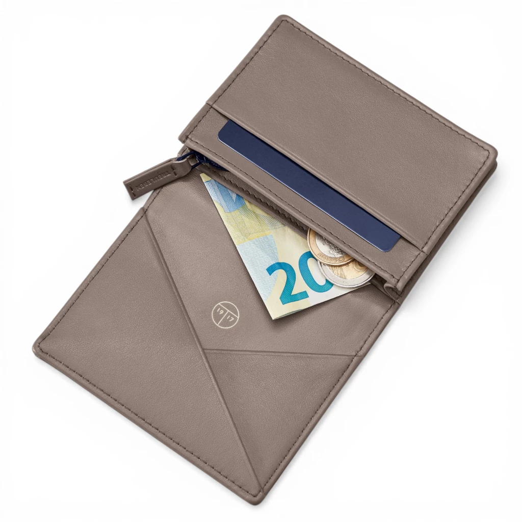 Portemonnaie Klein Leder Delfinblau