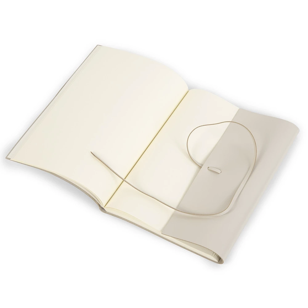Notizbuch mit Band 96 Blatt A4 Leder Cream