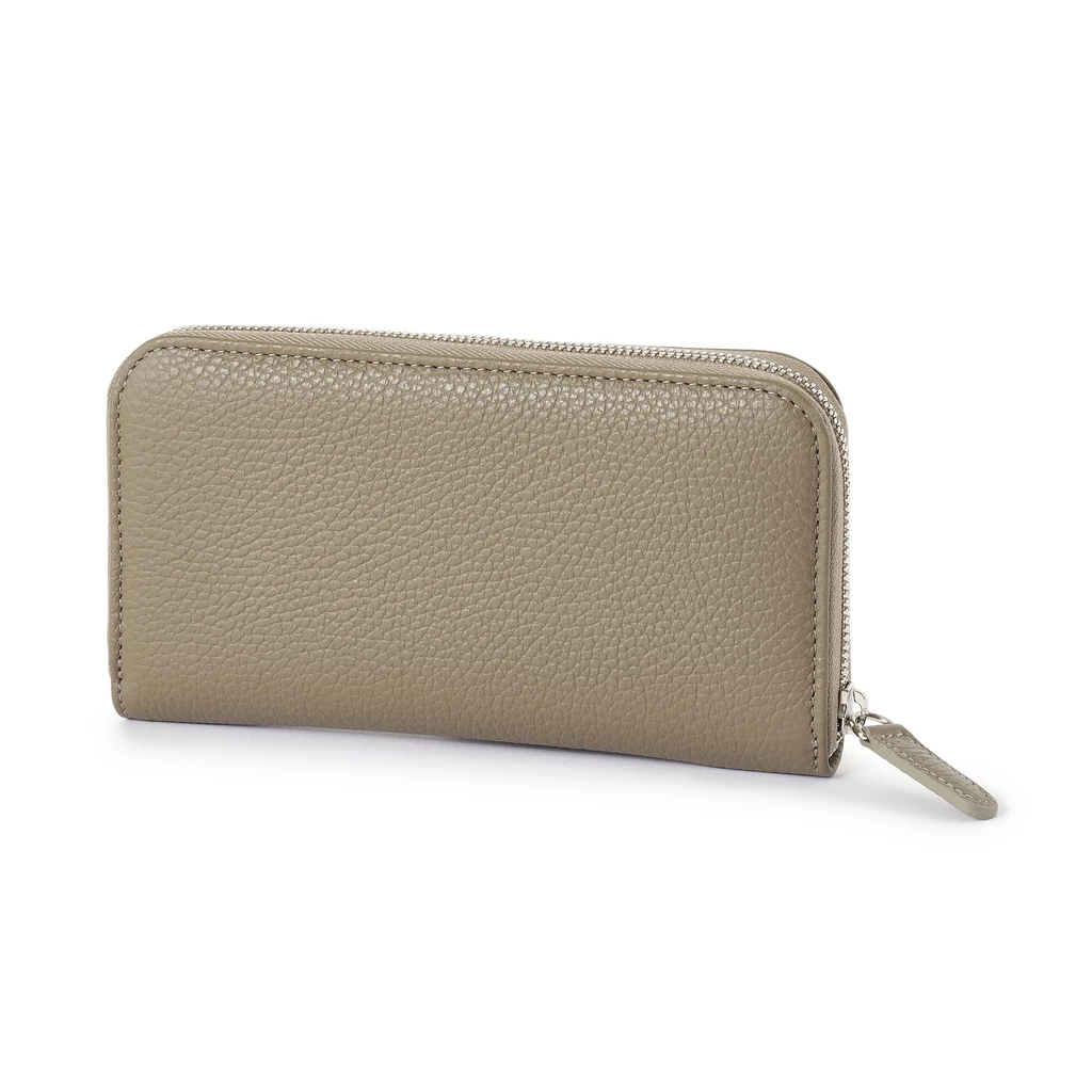 Portemonnaie Groß mit Zip Adri Leder Taupe