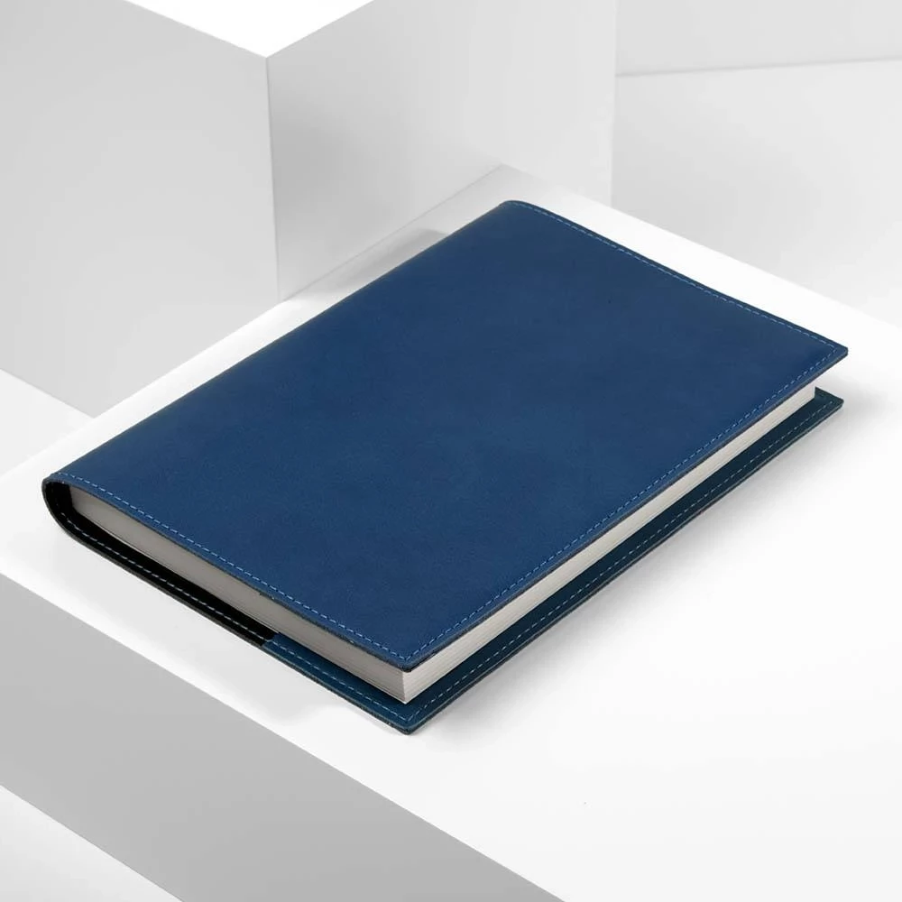 Buchhülle A5 Leder Blau