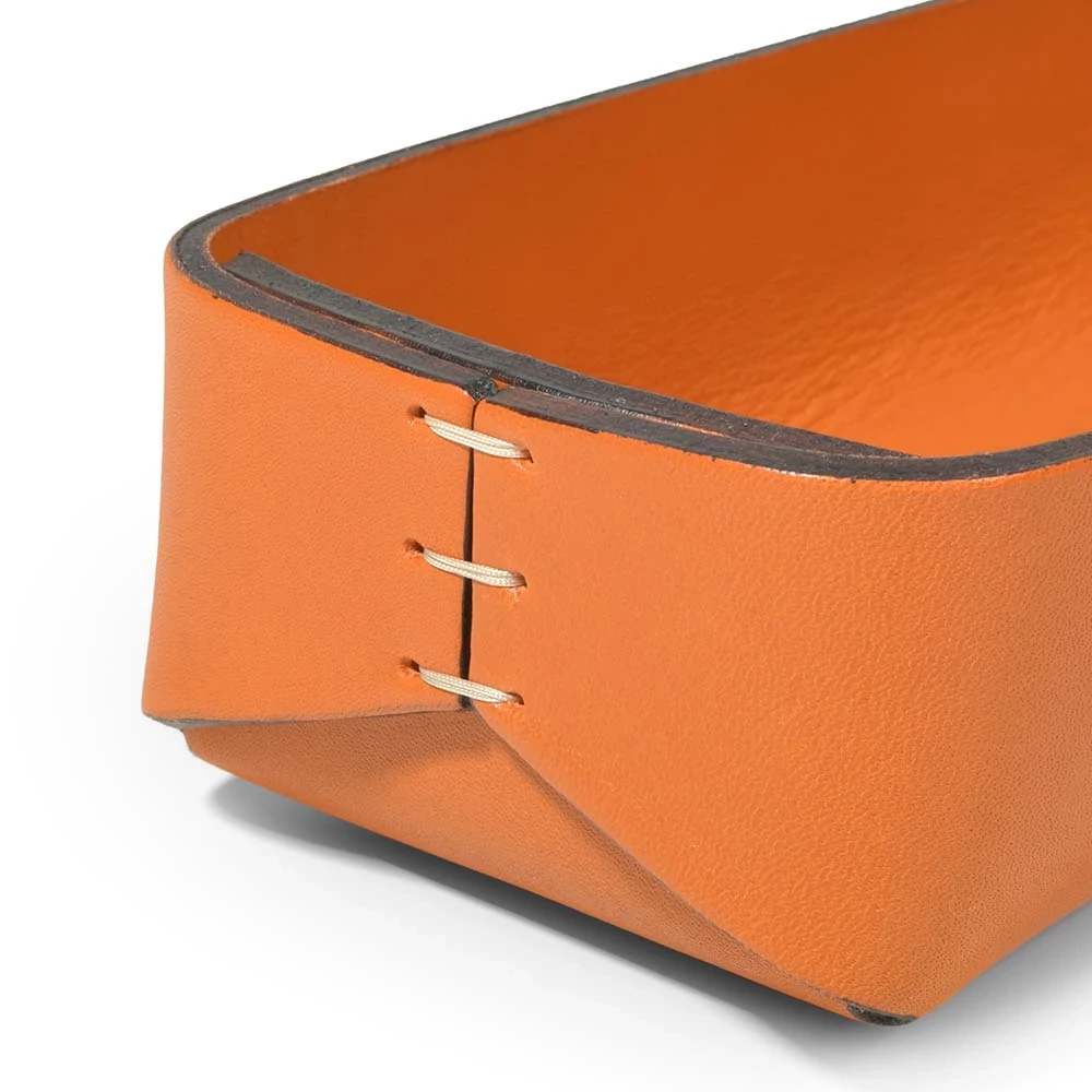 Stiftablage Stitch Schmal Leder Orange