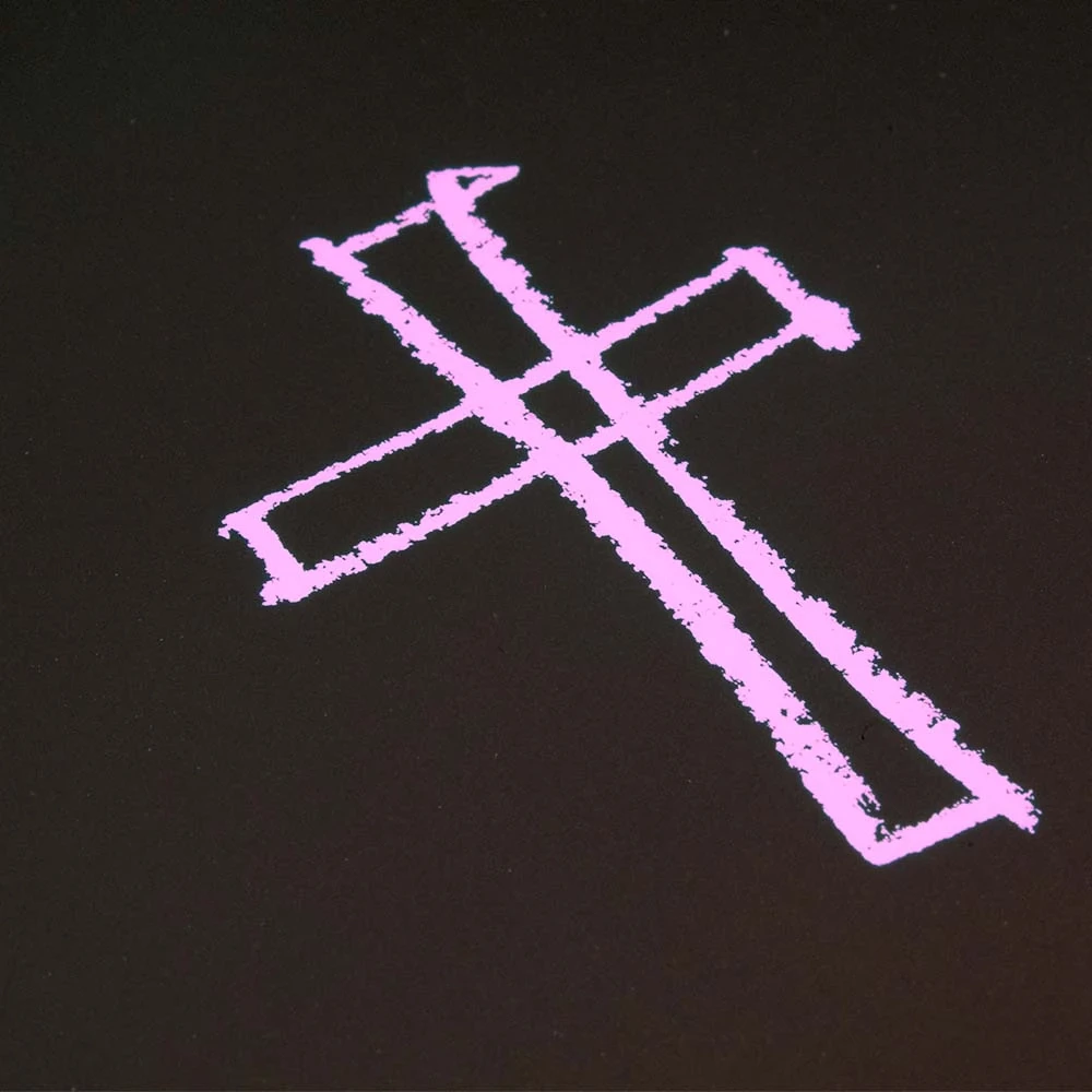 Grußkarte Kreuz gezeichnet Pure Samt Braun Rosa