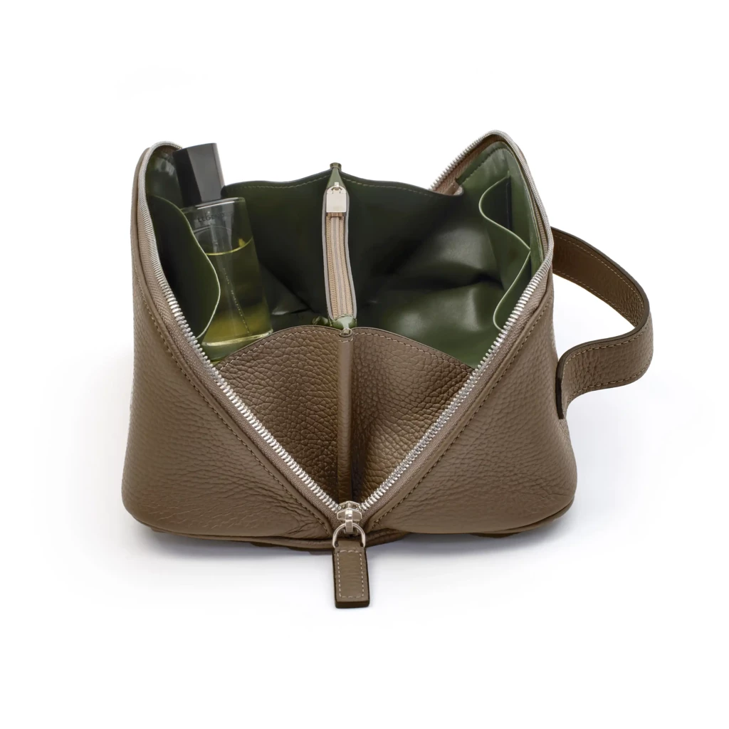 Kosmetiktasche Adri Leder Taupe
