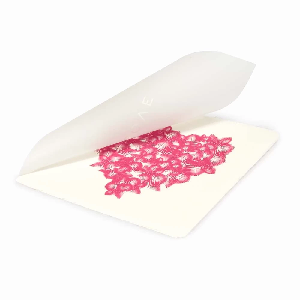 Grußkarte Federherz Pink Bütten