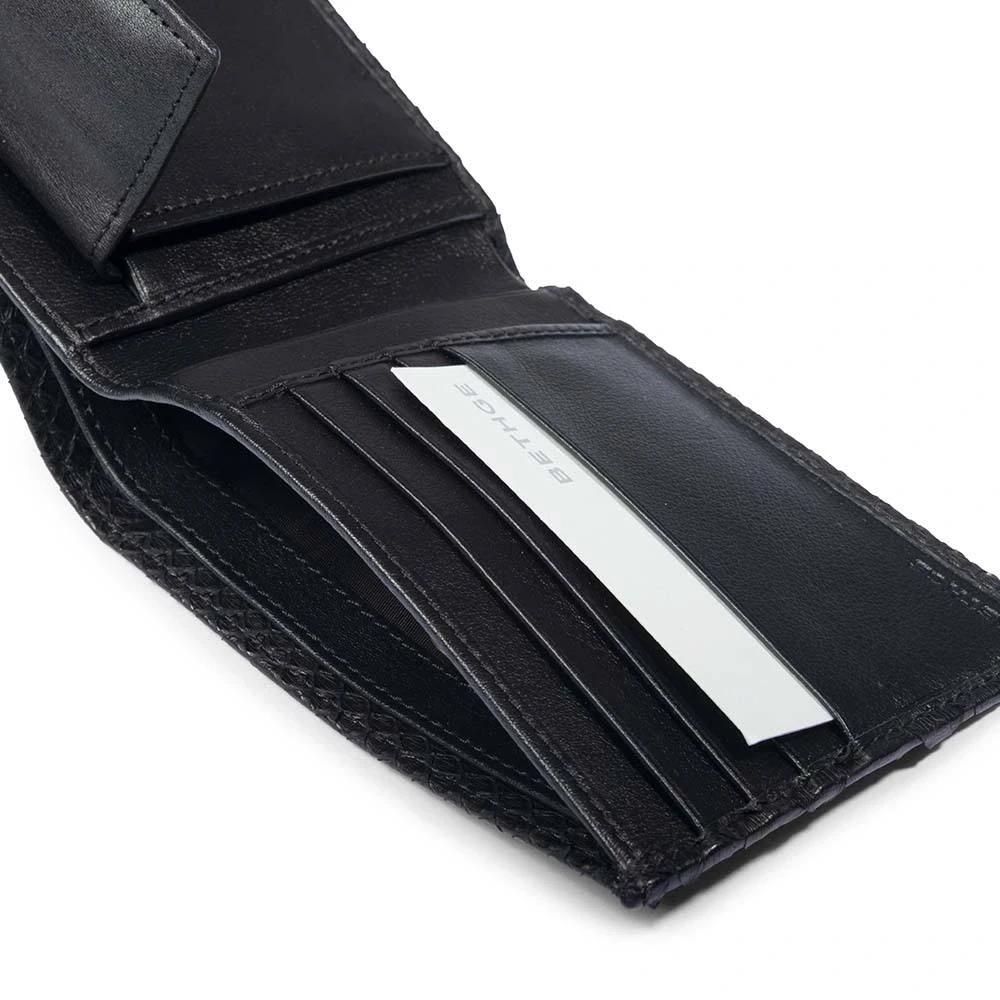 Portemonnaie Breit mit Münzfach Leder Schwarz