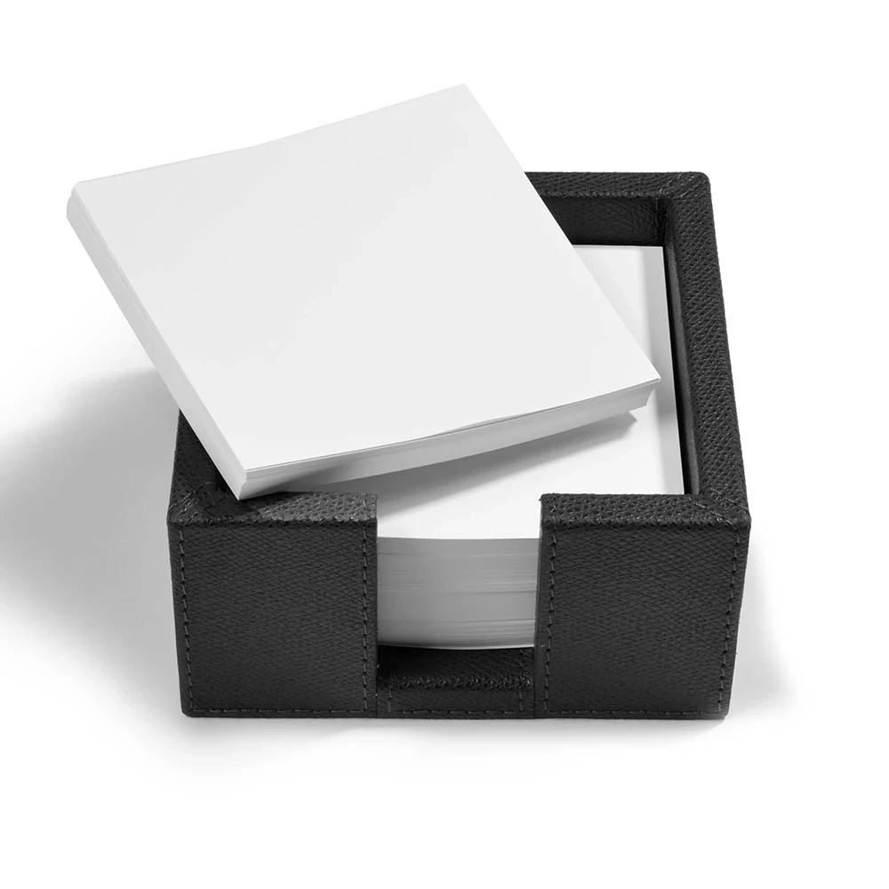 Leder Notizzettelbox Quadratisch Dunkelgrau