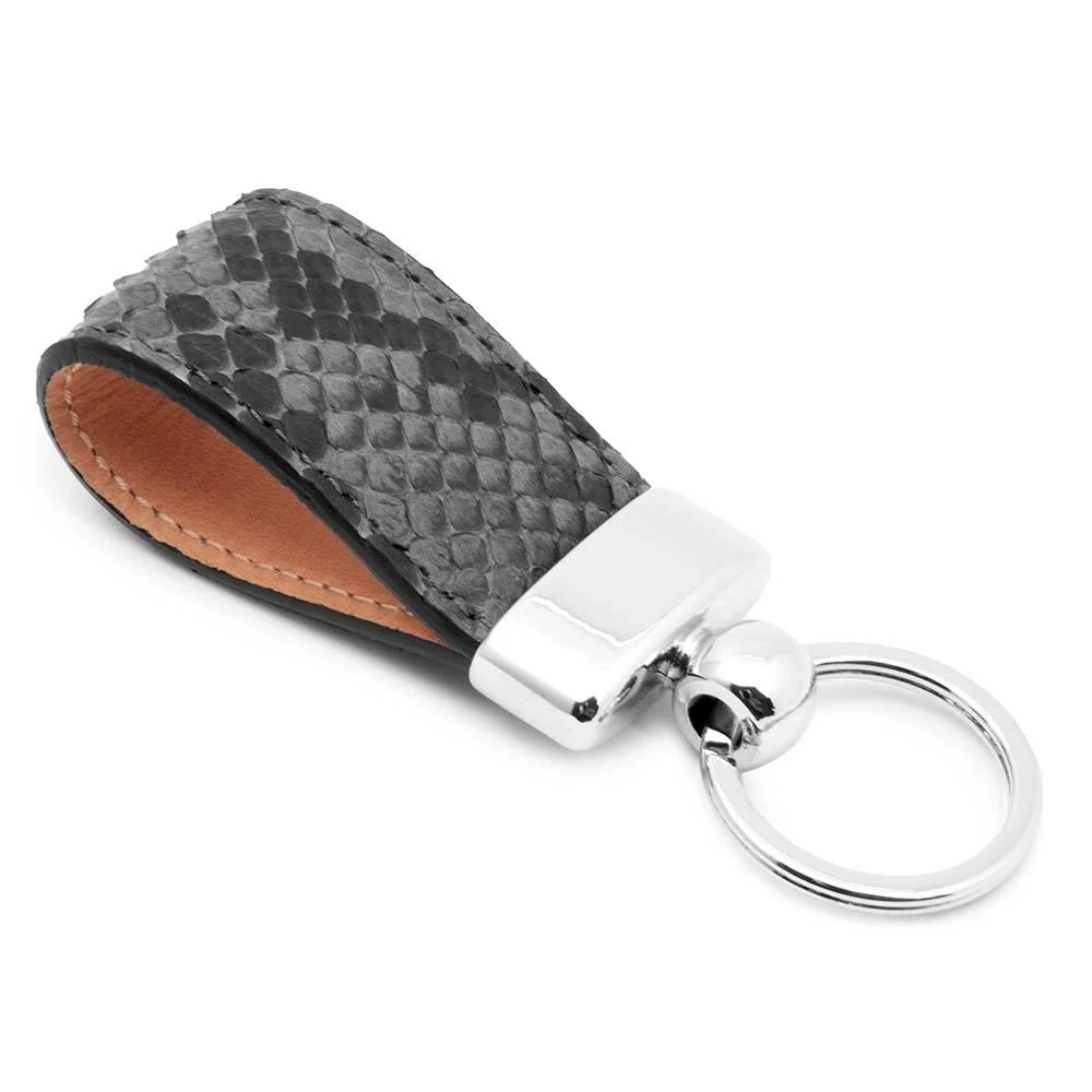 Schlüsselanhänger Python Leder Dunkelgrau