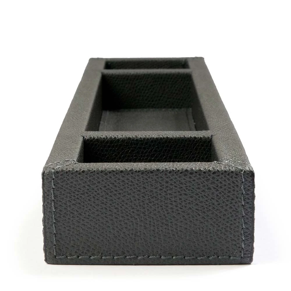 Stiftablage 3 Fächer Leder Dunkelgrau