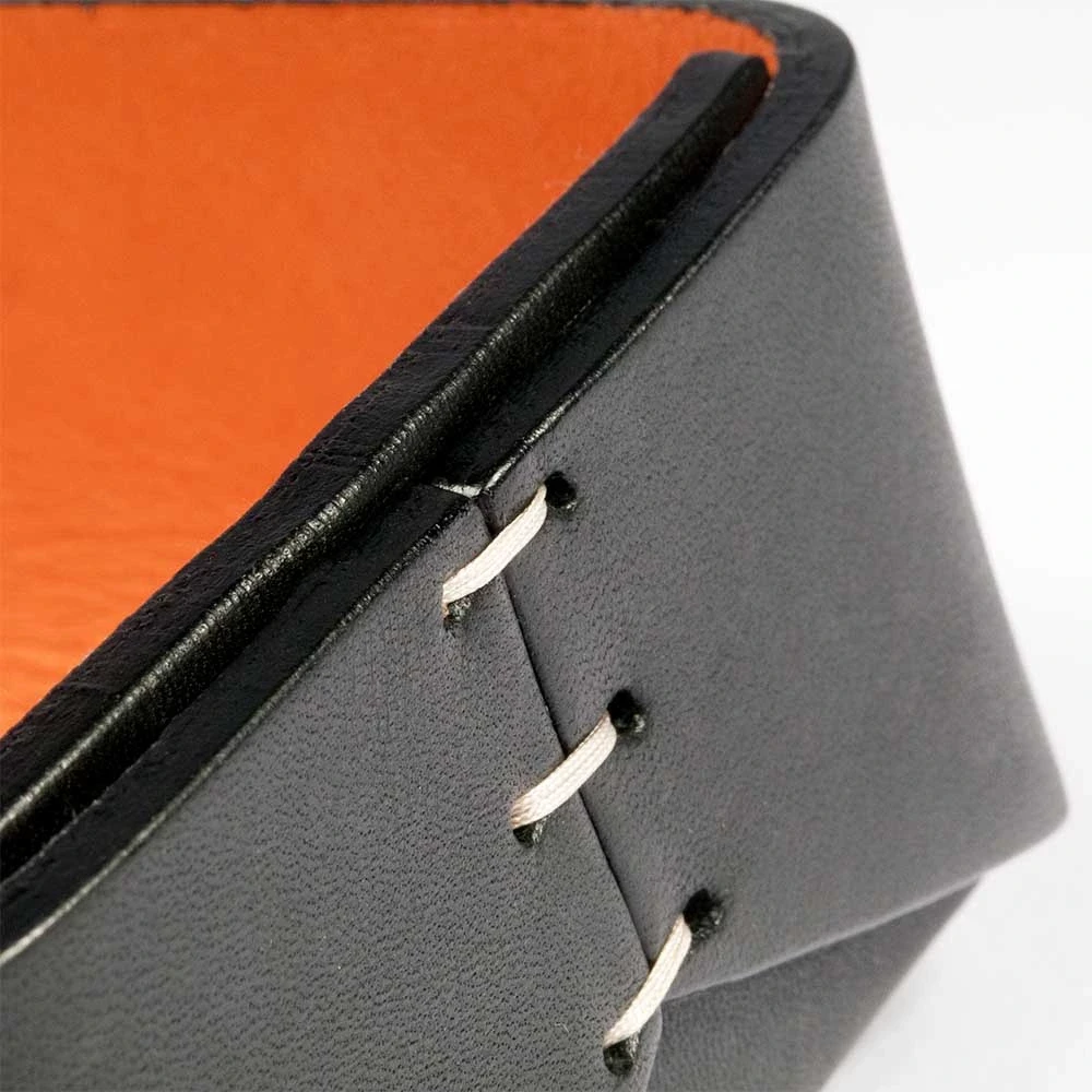 Stiftablage Stitch Schmal Leder Schwarz/Orange