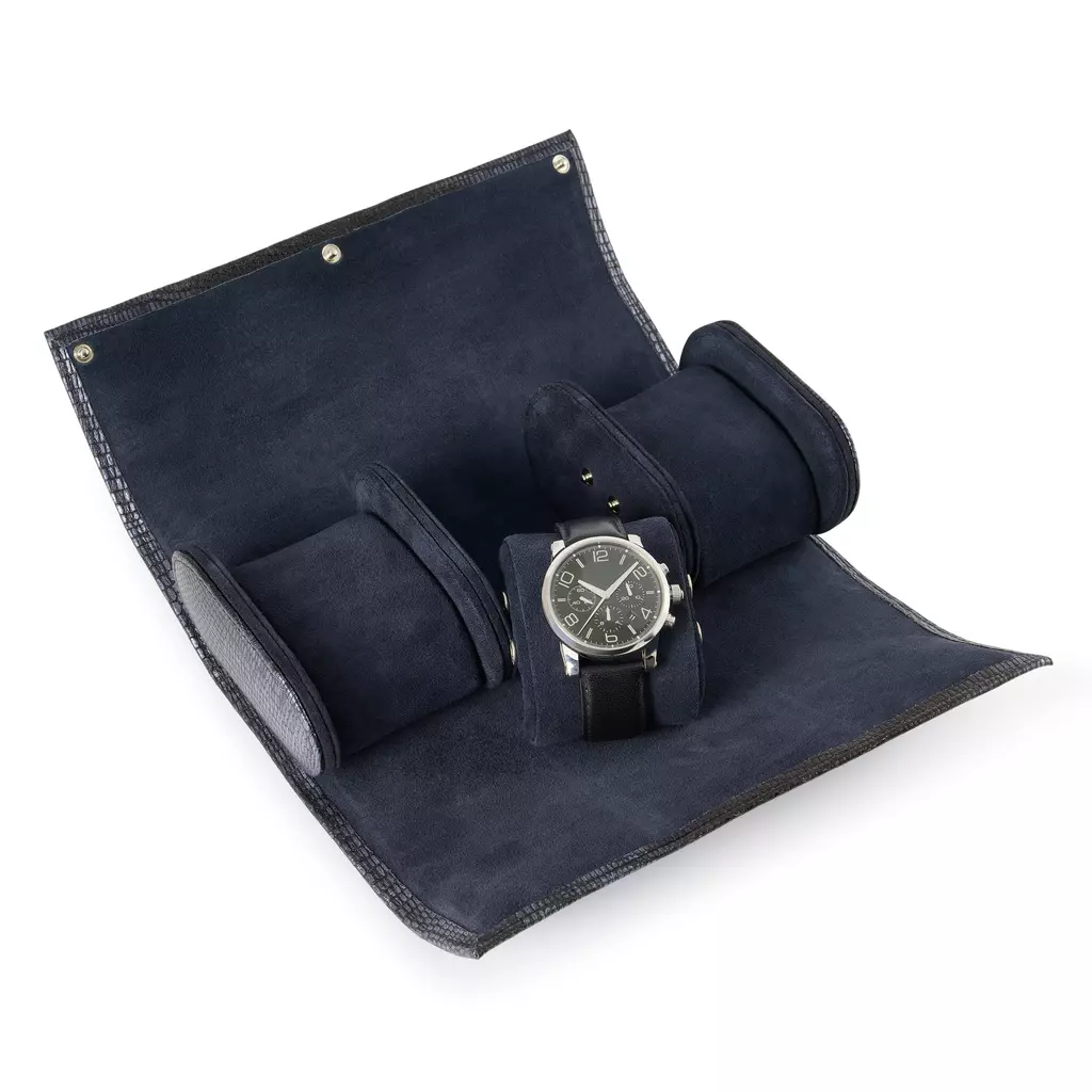 Leder Uhrenrolle für 3 Uhren Blue Moon