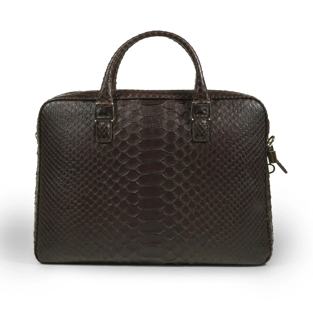 Aktentasche Python Leder Dunkelbraun