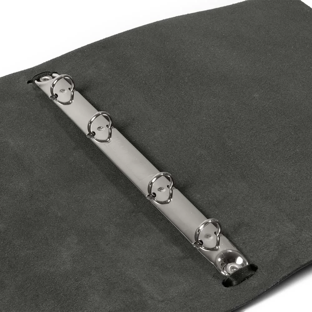 Ringbuch A5 4 Ringe Leder Schwarz