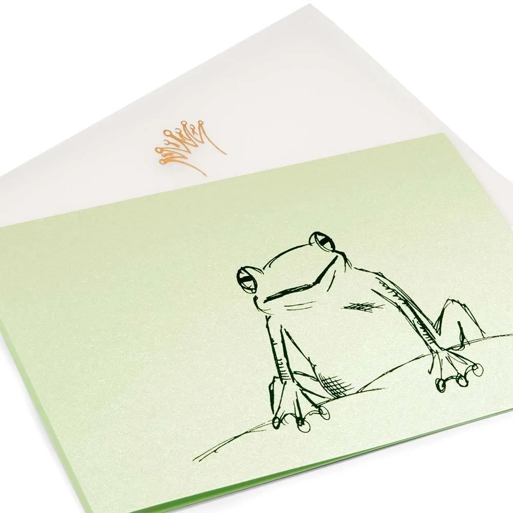 Grußkarte Froschkönig Schwarz Krone Gold