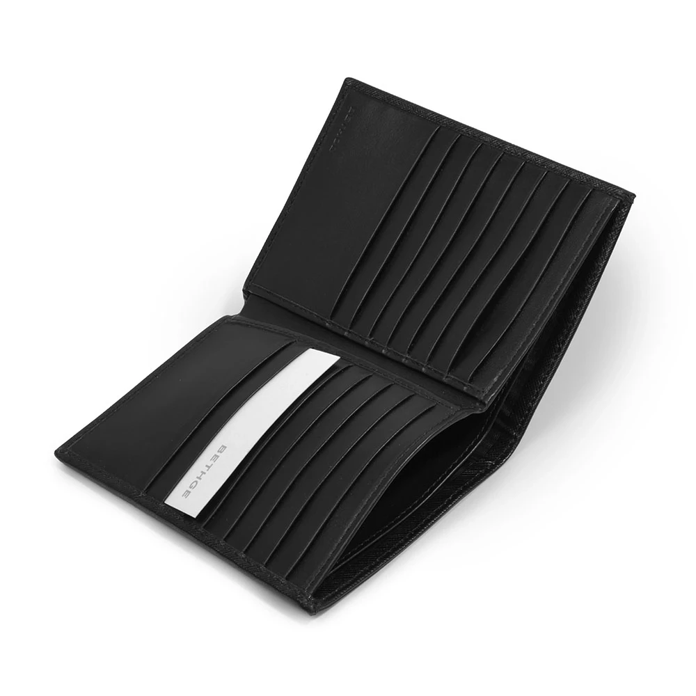 Brieftasche 16 Karten Leder Schwarz