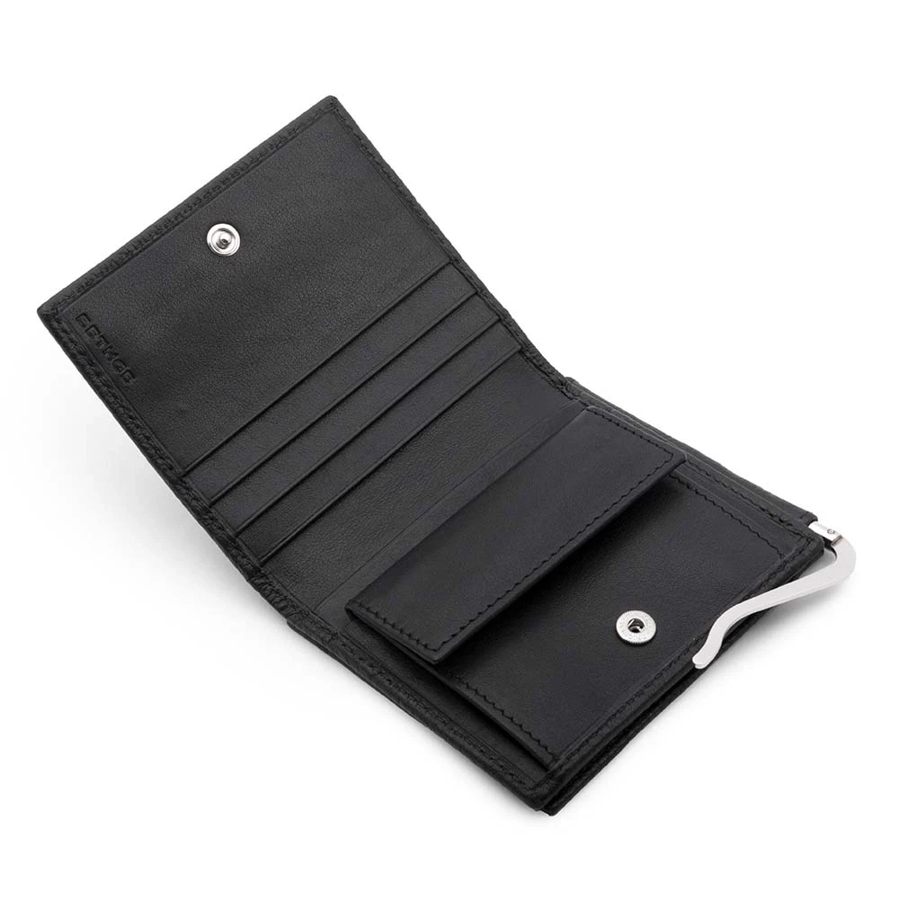Portemonnaie mit Münzfach Leder Schwarz