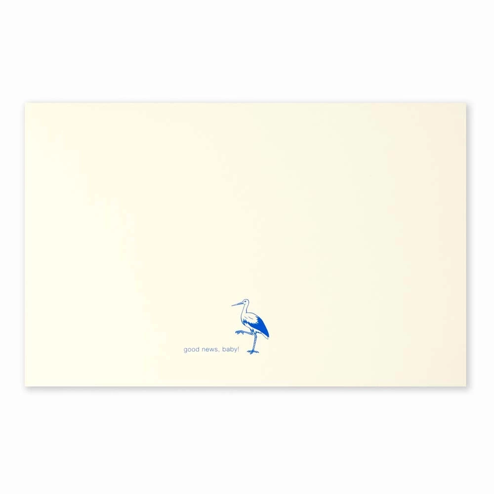 Grußkarte Storch Good News Blau