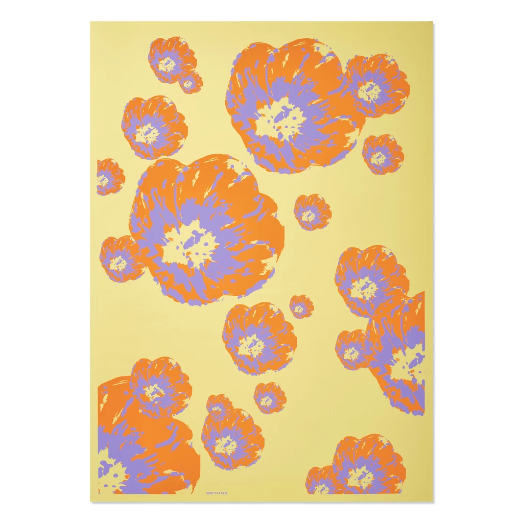 Geschenkpapier Klatschmohn 3er-Set Orange/Violett/Beige