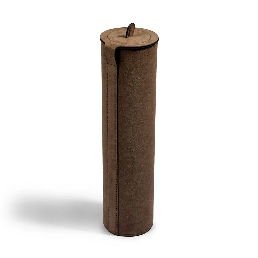 Streichholzetui, Match Box, Leder Suede, Nuss