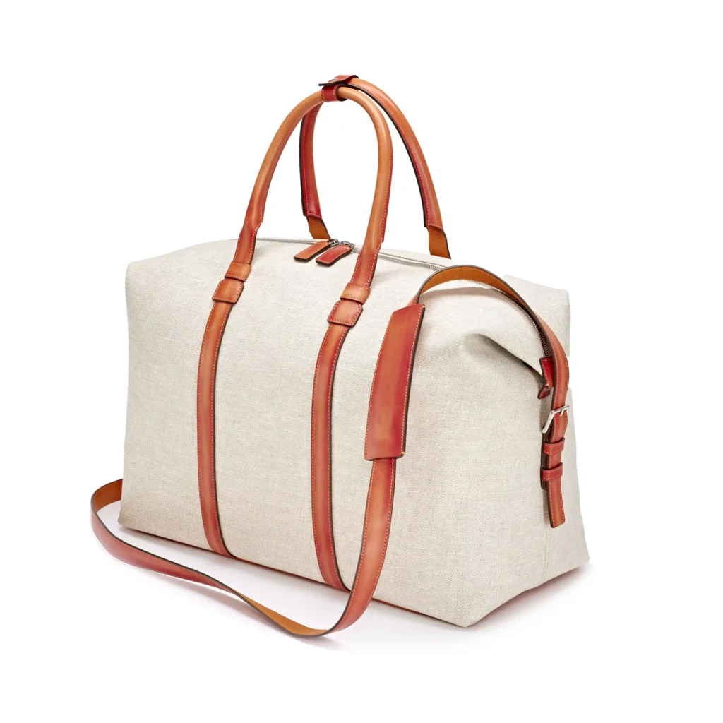 Reisetasche Porto Cervo Leder Orange-Weiß