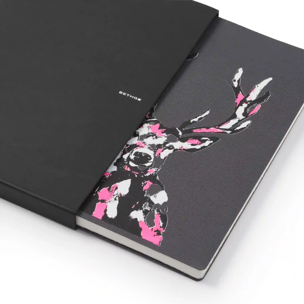 Notizbuch A4 blanko Hirschmotiv Granit