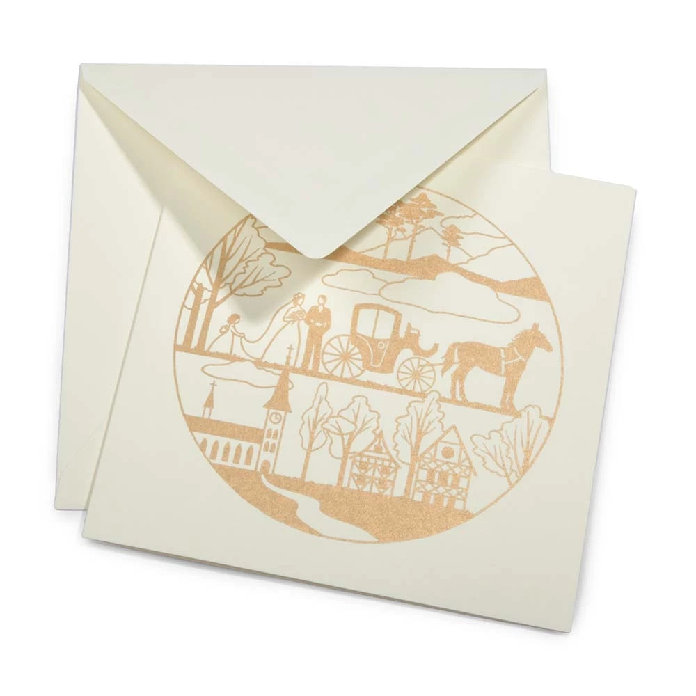 Grußkarte Die Hochzeitskutsche Gold/Ivory