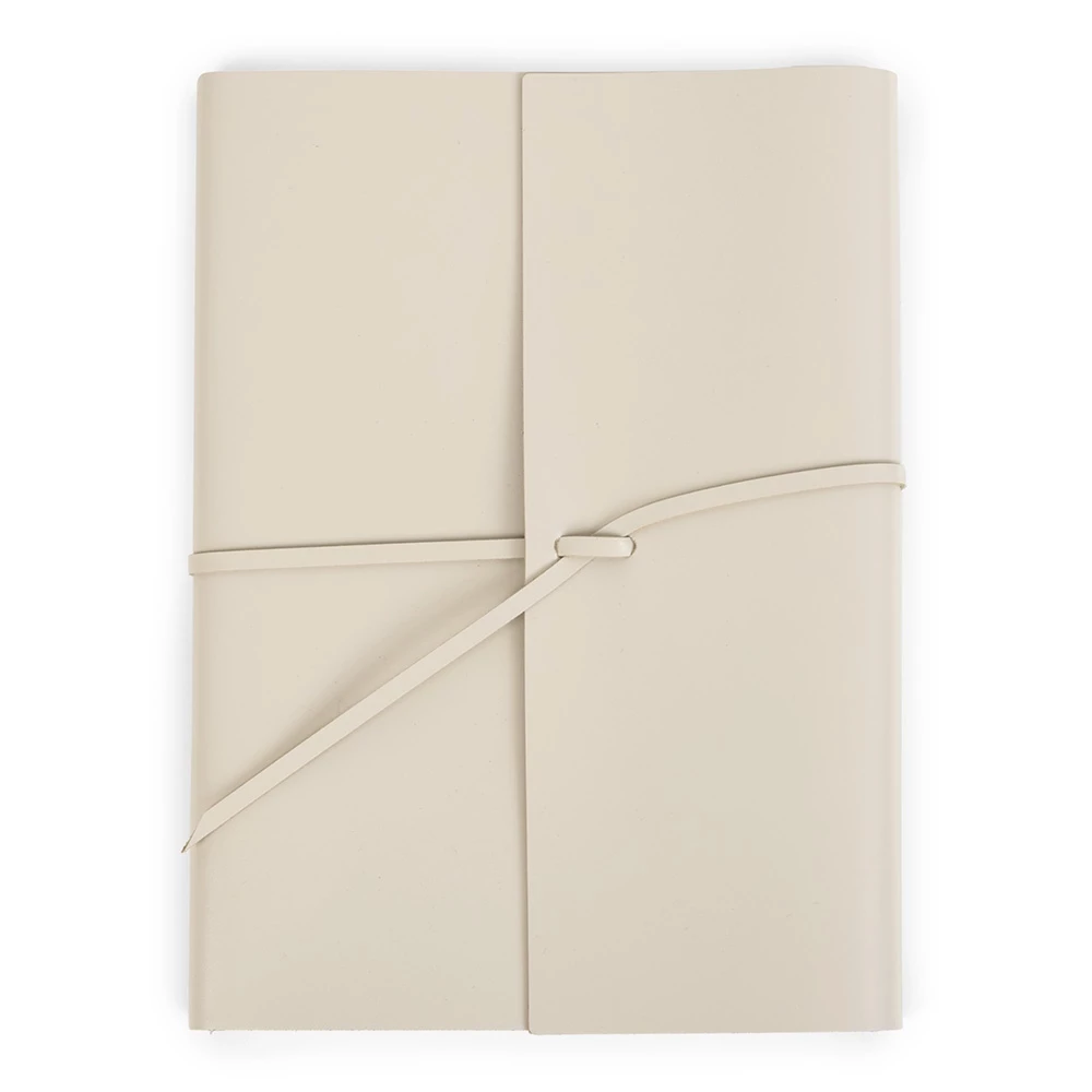 Notizbuch mit Band 96 Blatt A4 Leder Cream