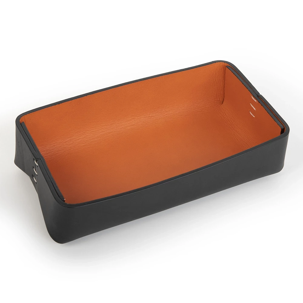 Stiftablage Stitch Breit Leder Schwarz-Orange