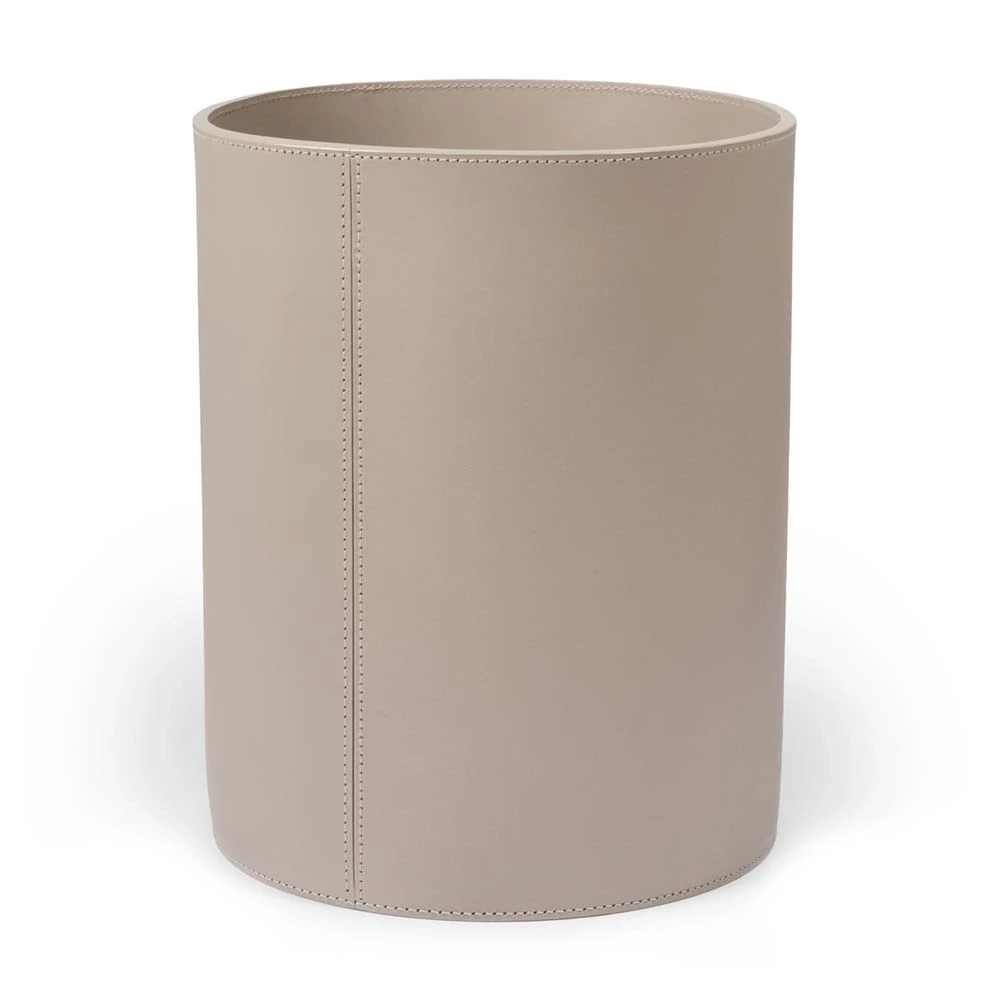 Papierkorb Rund Leder Taupe