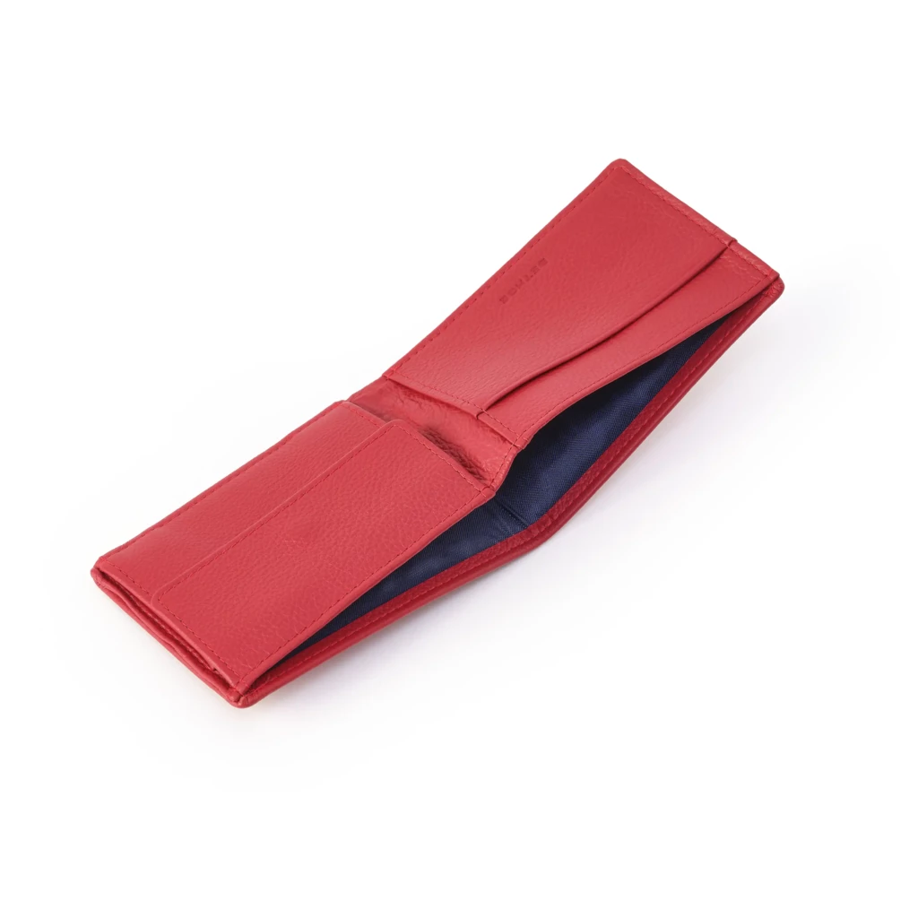 Portemonnaie Schmal mit Münzfach Leder Rot