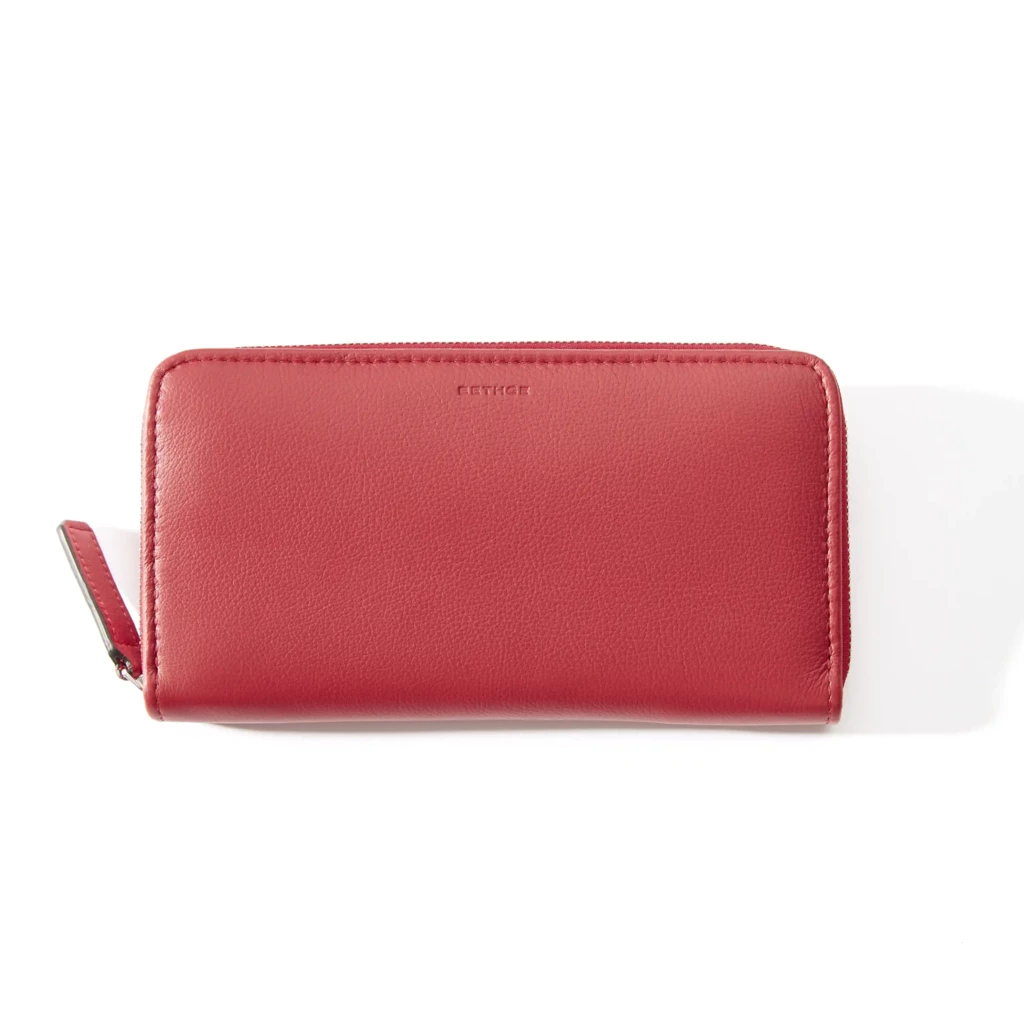Portemonnaie mit Zip Leder Rot