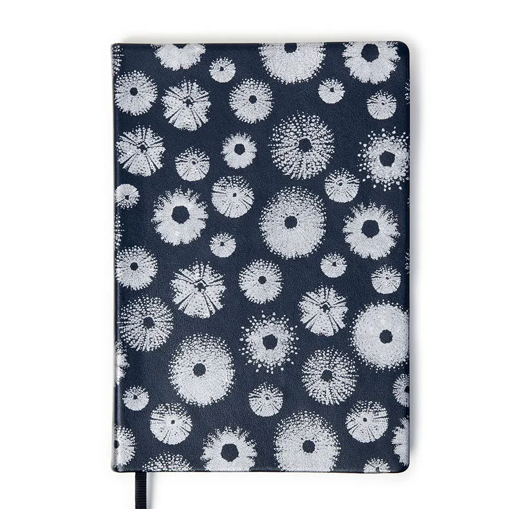 Notizbuch A5 Blanko Seeigel Leder Dunkelblau