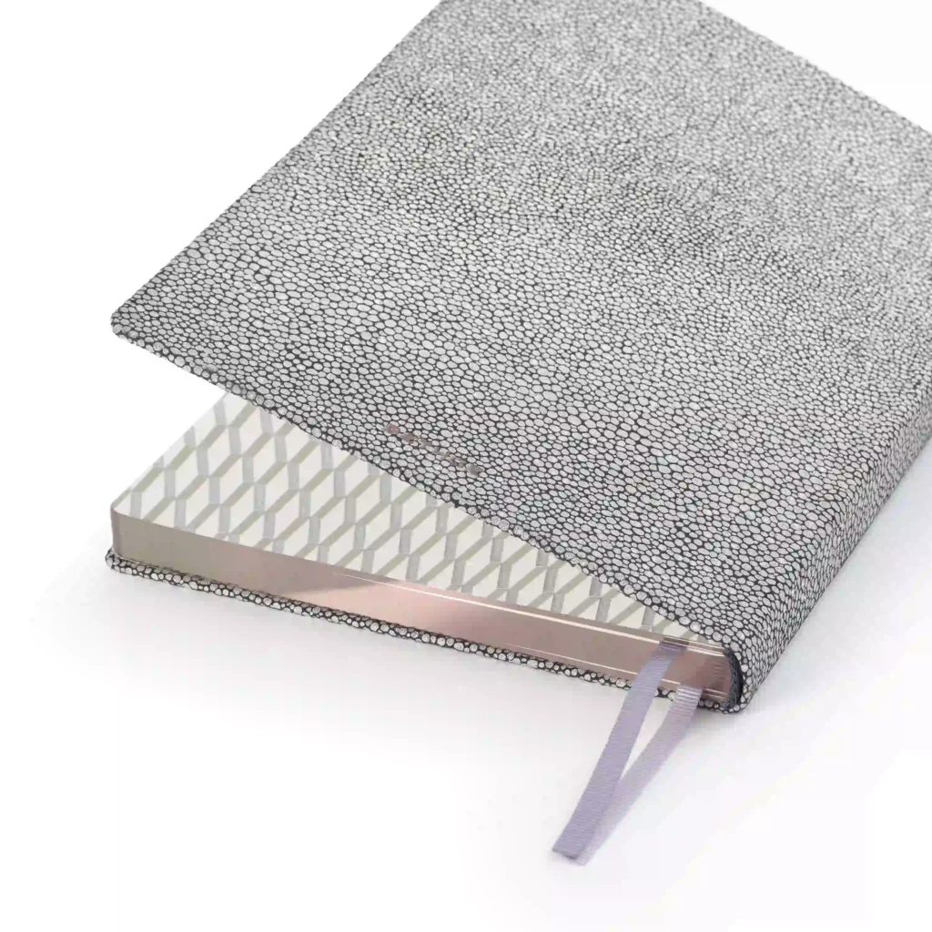 Notizbuch A5 Liniert Leder Silber