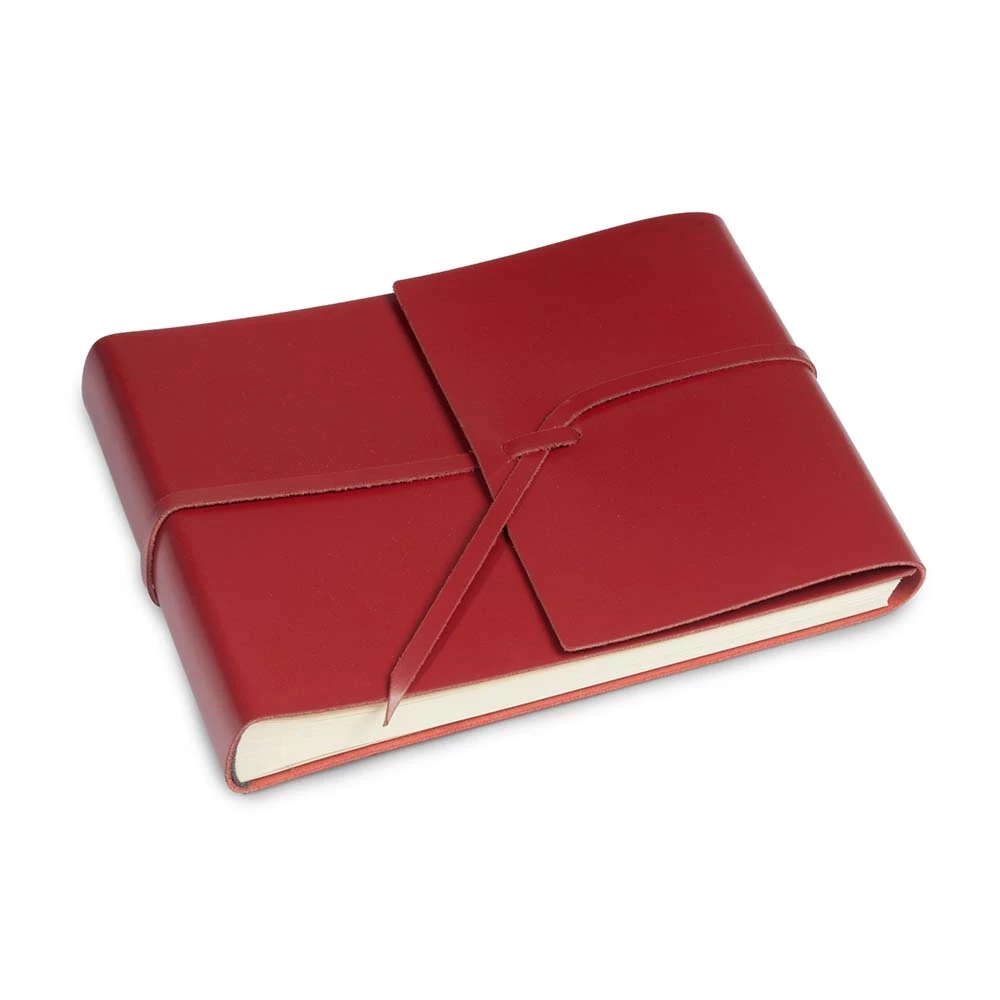 Fotoalbum mit Band 25 Blatt Leder Rot