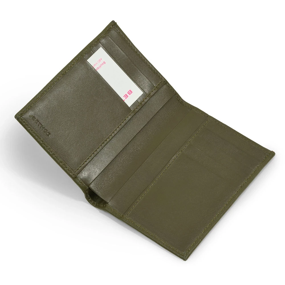 Brieftasche Olivgrün 8 Karten Leder Saffian