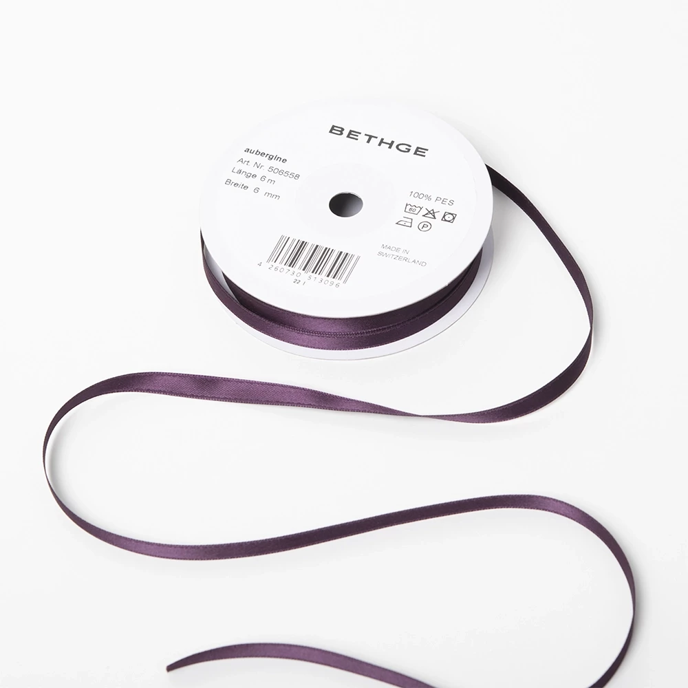 Geschenkbandrolle 6 mm Aubergine